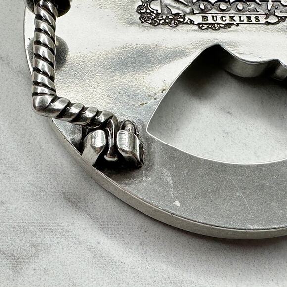 Nocona Rhinestone Horse Horseshoe Western Belt Buckle Silver Tone ✨ - Picture 16 of 16